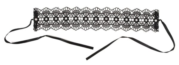Zwarte geborduurde halsband met steentjes - Afbeelding 3