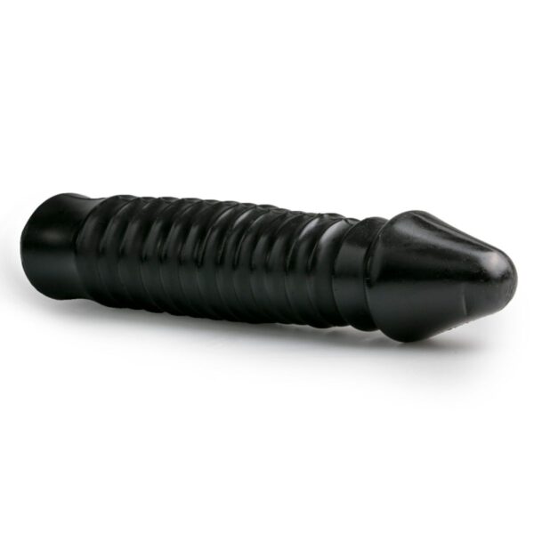 Grote Dildo Met Geribbelde Schacht - Zwart - Afbeelding 3
