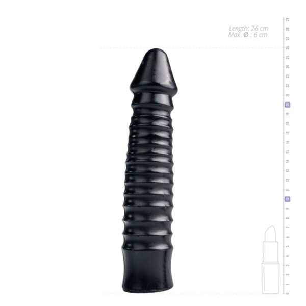 Grote Dildo Met Geribbelde Schacht - Zwart - Afbeelding 4