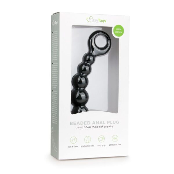 Zwarte anale plug met kralen - Afbeelding 2