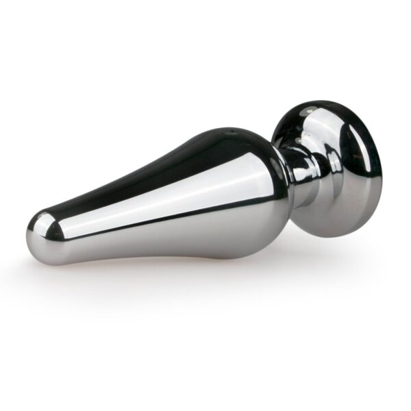 Zilverkleurige metalen buttplug met roze diamant - Afbeelding 3