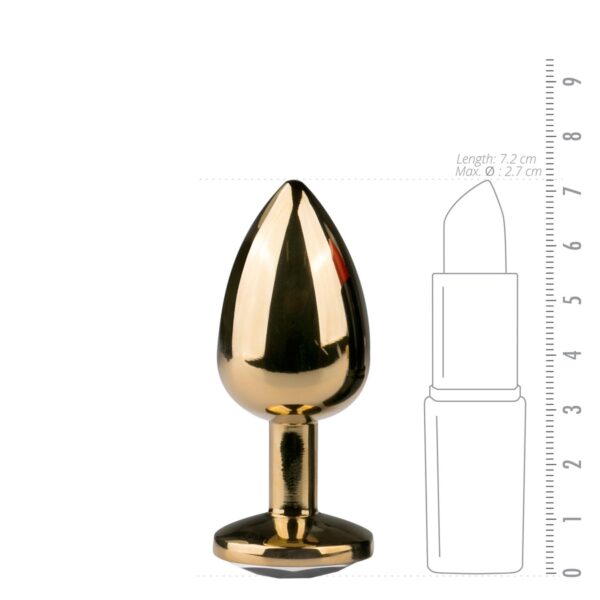 Goudkleurige metalen buttplug met transparante steen - Afbeelding 4