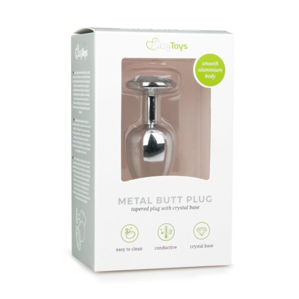 Metalen Buttplug met Zilveren Diamant - S - Afbeelding 4