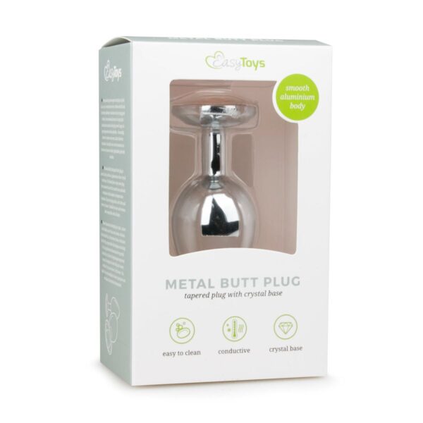 Metalen Buttplug met Zilveren Diamant - M - Afbeelding 2