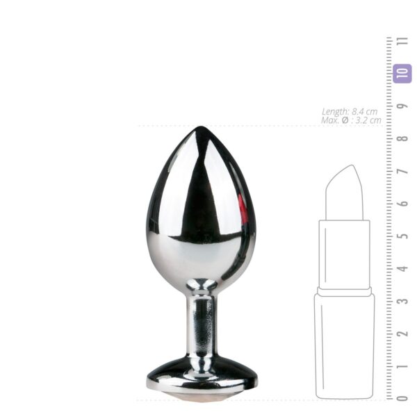 Metalen Buttplug met Zilveren Diamant - M - Afbeelding 4