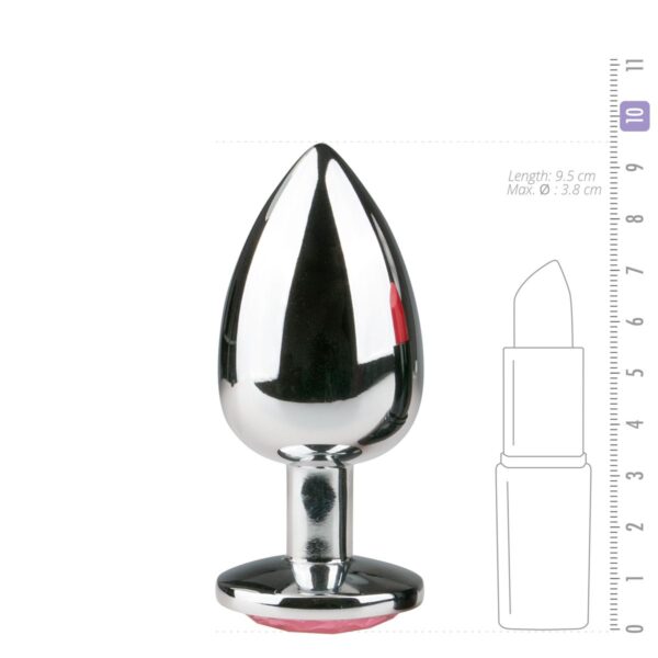 Metalen buttplug Zilver/Roze - L - Afbeelding 4