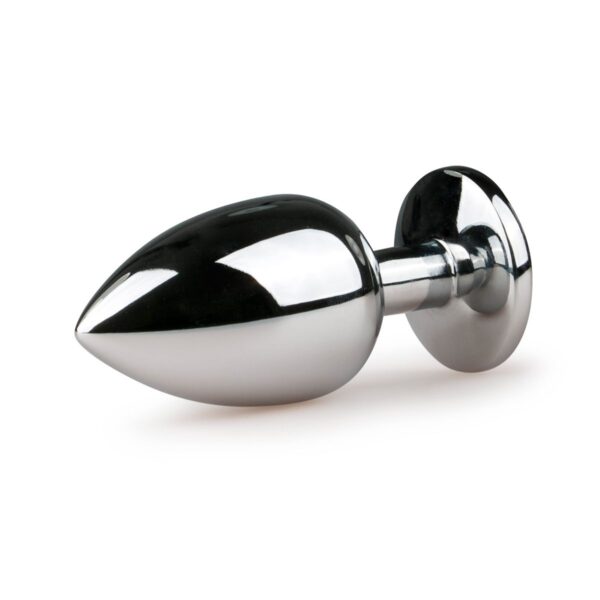 Zilverkleurige metalen buttplug met transparant kristal - Afbeelding 3