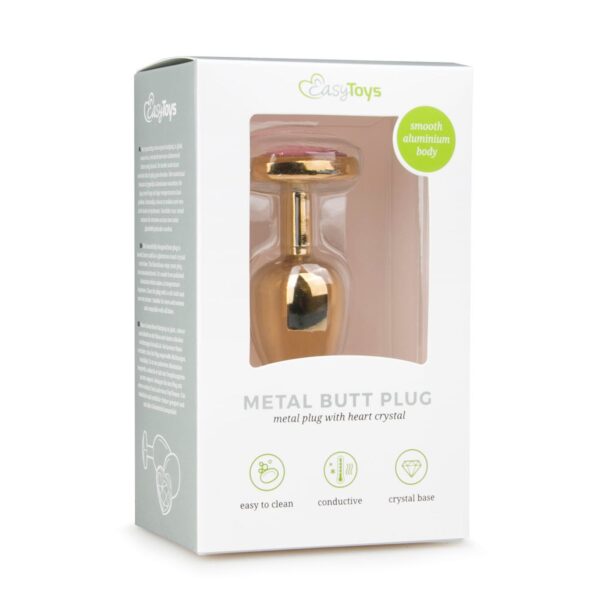 Metalen buttplug met roze hartje - Afbeelding 2