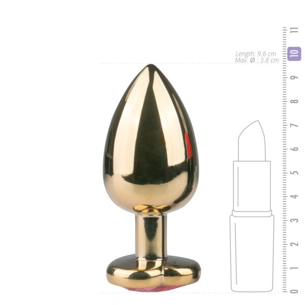 Metalen buttplug met roze hartje - goudkleurig - Afbeelding 4
