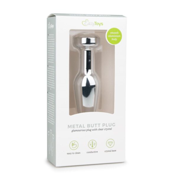 Metalen Buttplug met Diamant Zilver - L - Afbeelding 2