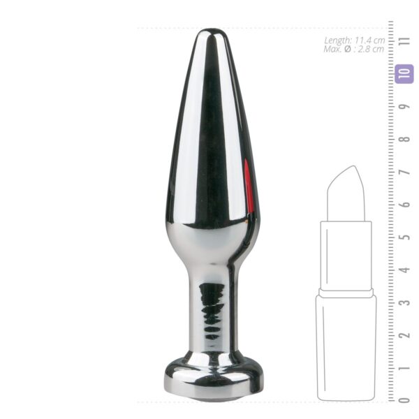Metalen Buttplug met Diamant Zilver - L - Afbeelding 4