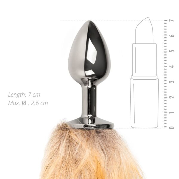 Kleine zilverkleurige buttplug met vossenstaart - Afbeelding 3