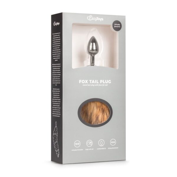 Kleine zilverkleurige buttplug met vossenstaart - Afbeelding 5