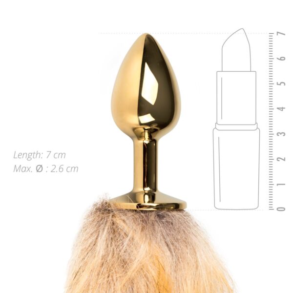 Kleine goudkleurige buttplug met vossenstaart - Afbeelding 3