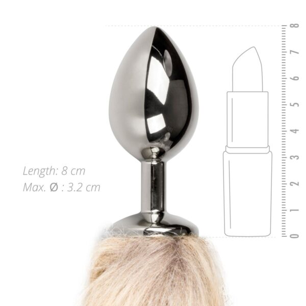 Medium zilverkleurige buttplug met bruine vossenstaart - Afbeelding 3