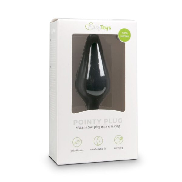 Zwarte buttplug met trekring - small - Afbeelding 2