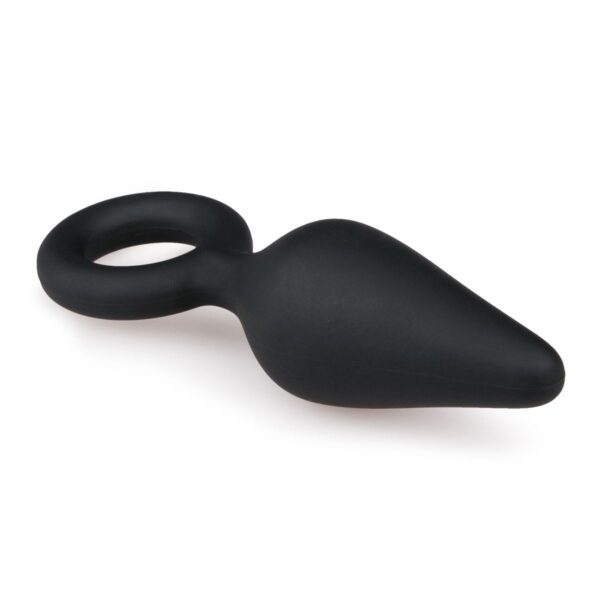 Zwarte buttplug met trekring - small - Afbeelding 3