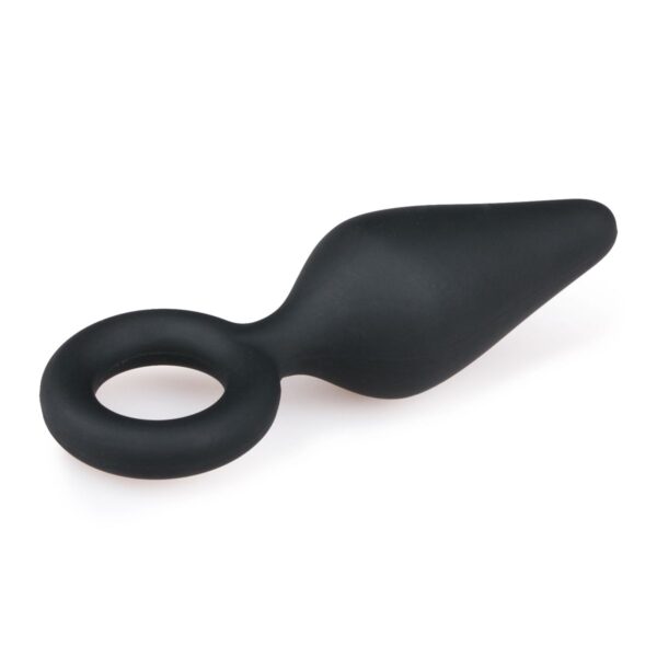 Zwarte buttplug met trekring - small - Afbeelding 4