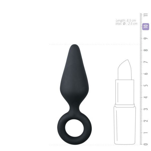 Zwarte buttplug met trekring - small - Afbeelding 5