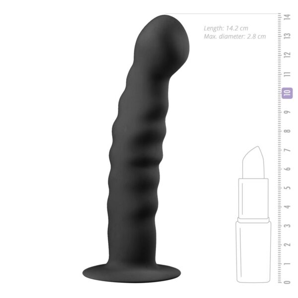 Siliconen dildo met zuignap - zwart - Afbeelding 3