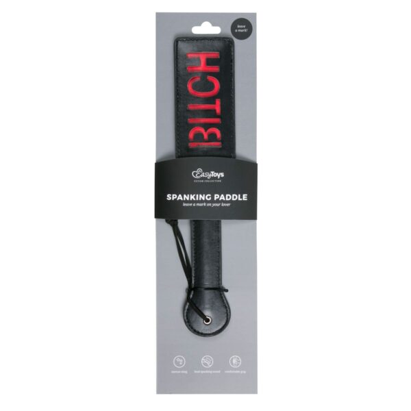 Zwarte Leren Paddle - Bitch - Afbeelding 2