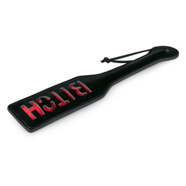 Zwarte Leren Paddle - Bitch - Afbeelding 4