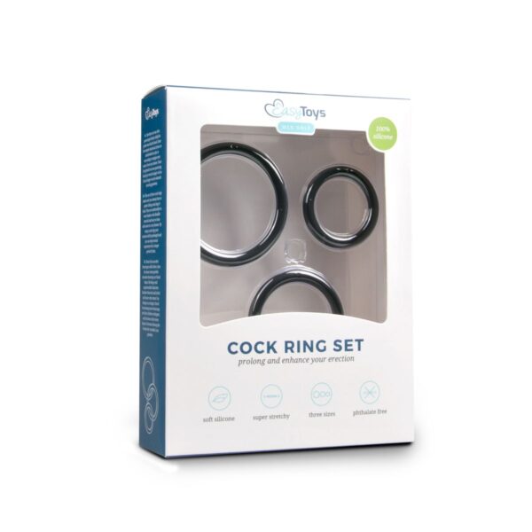 Cockring set - drie maten - zwart - Afbeelding 2