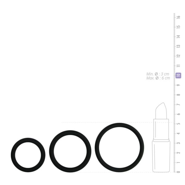 Cockring set - drie maten - zwart - Afbeelding 3