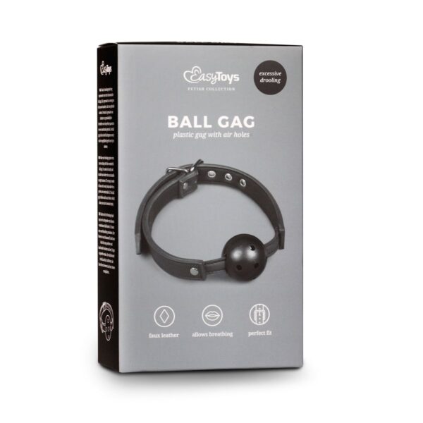 Ball gag met PVC bal - zwart - Afbeelding 2