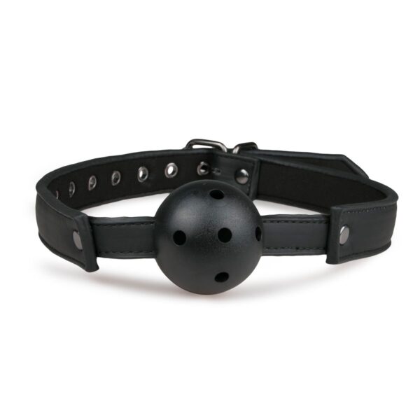 Ball gag met PVC bal - zwart - Afbeelding 3