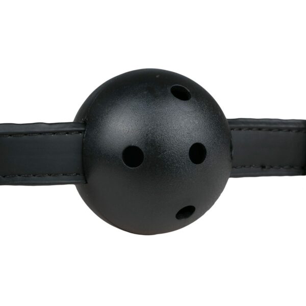 Ball gag met PVC bal - zwart - Afbeelding 4
