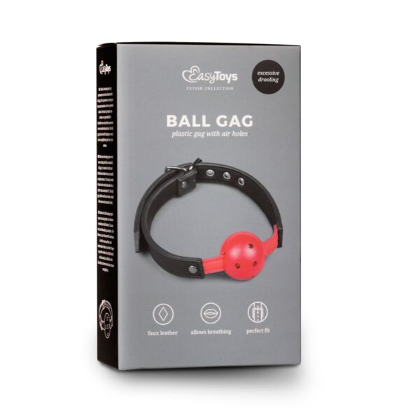 Ball gag met bal van PVC - rood - Afbeelding 2