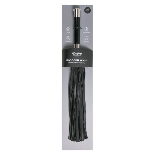 Lange flogger met metalen handvat - Afbeelding 2