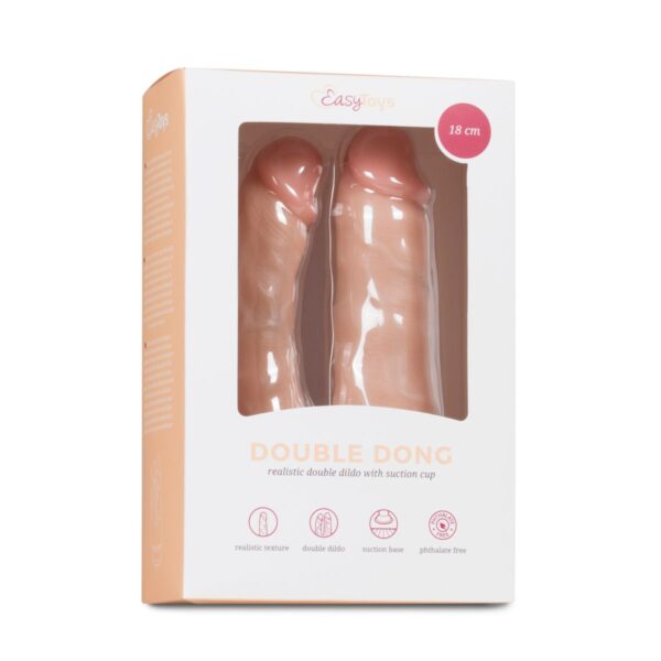 Realistische Dubbele Dildo Met Zuignap - 18 cm - Afbeelding 2