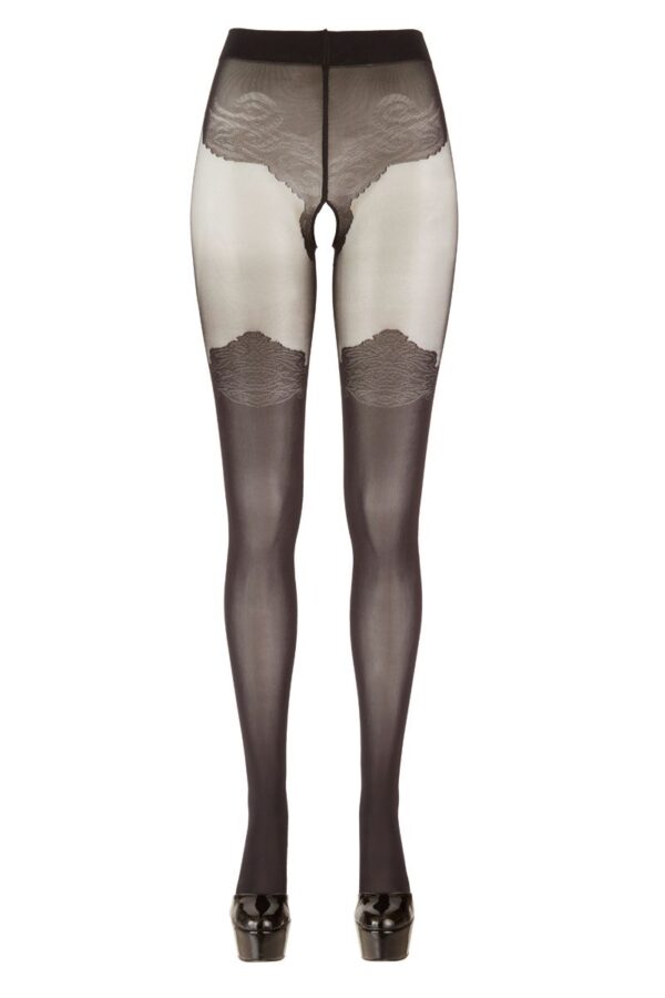 Panty Met Kousen Look - Zwart - Afbeelding 3