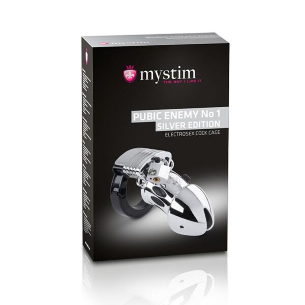 Mystim - Pubic Enemy No1 Cock Cage - Zilver - Afbeelding 5
