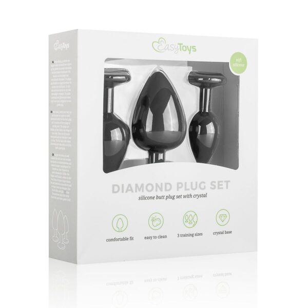 Siliconen Buttplug Met Diamant - Zwart - Afbeelding 5