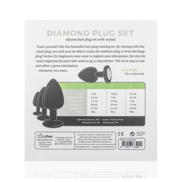 Siliconen Buttplug Met Diamant - Zwart - Afbeelding 8