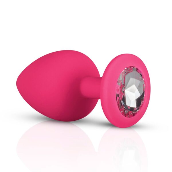 Siliconen Buttplug Met Diamant - Roze - Afbeelding 3