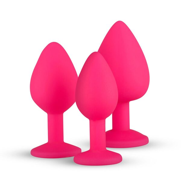 Siliconen Buttplug Met Diamant - Roze - Afbeelding 4