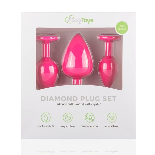 Siliconen Buttplug Met Diamant - Roze - Afbeelding 5
