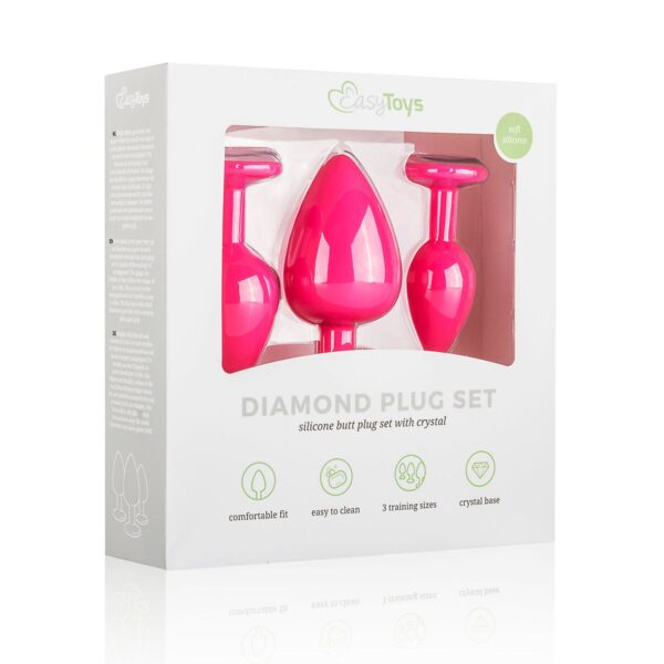 Siliconen Buttplug Met Diamant - Roze - Afbeelding 6