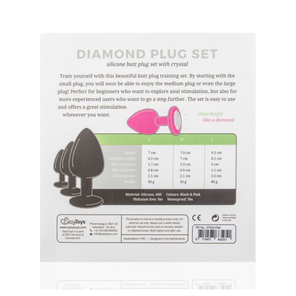 Siliconen Buttplug Met Diamant - Roze - Afbeelding 8