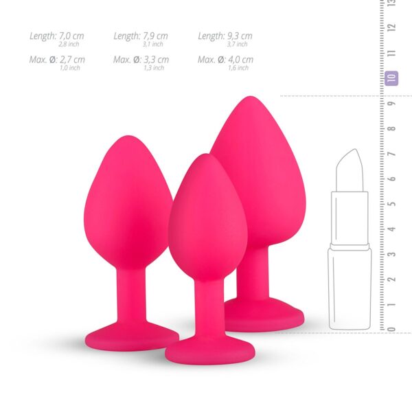 Siliconen Buttplug Met Diamant - Roze - Afbeelding 11