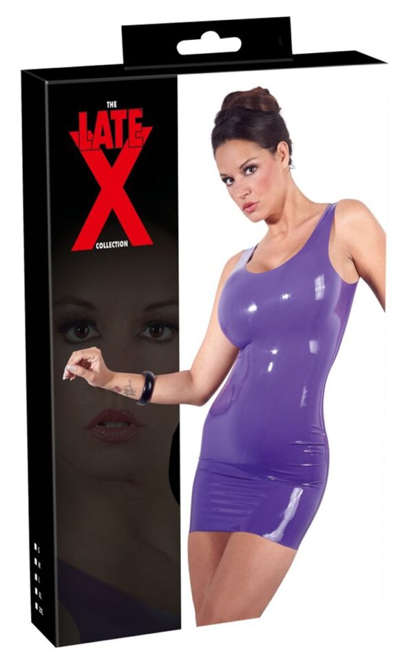 Latex Mini Jurk - Paars - Afbeelding 4
