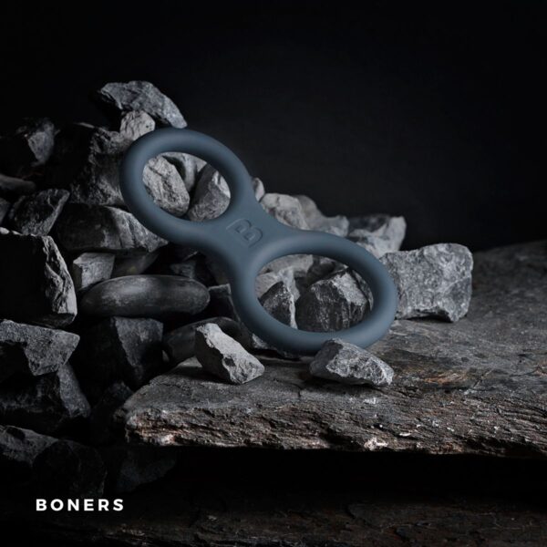 Boners Siliconen Cockring En Ballstretcher - Grijs - Afbeelding 4