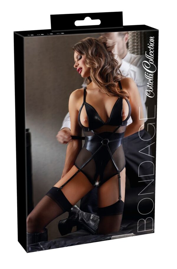 Bondage Body Met Open Cups En Jarretels - Afbeelding 5