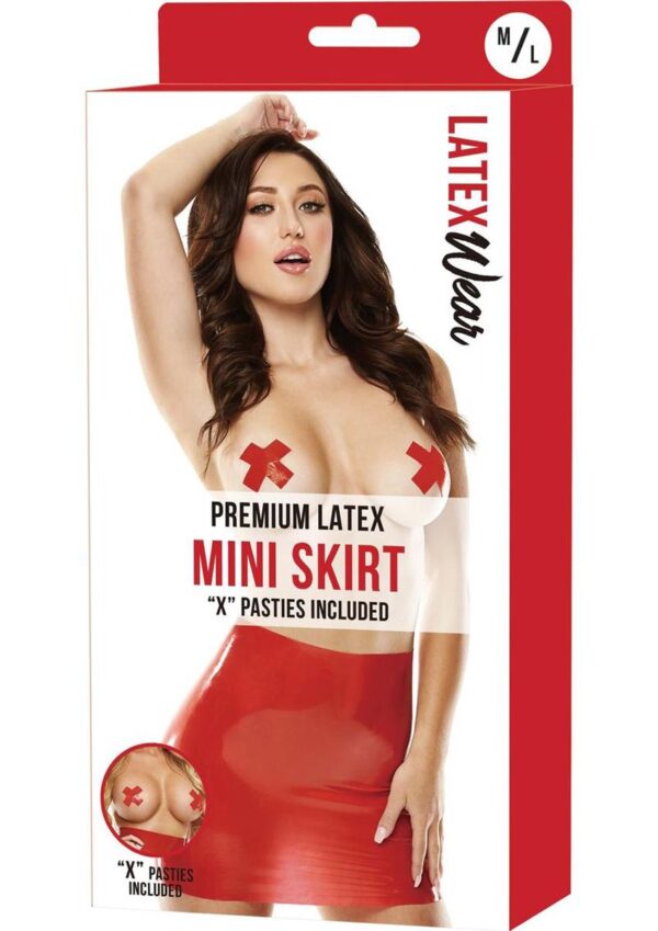Latex Mini Rok - Rood - Afbeelding 3
