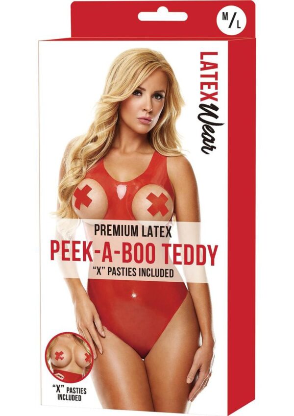 Latex Body Met Open Cups - Rood - Afbeelding 3