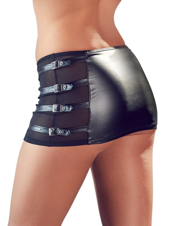 Wetlook Mini Rok Met Riempjes - Afbeelding 2